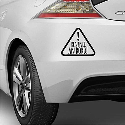 myrockshirt Lustiger Spruch ca 17cm Rentner an Bord! Dreieck Achtung Schild Aufkleber Autoaufkleber Profi-Qualität ohne Hintergrund Sticker
