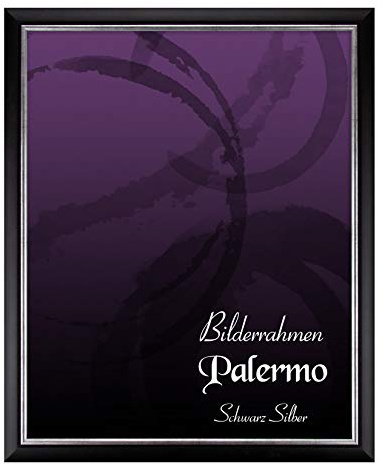 BIRAPA Palermo Bilderrahmen 30x42 cm Schwarz Silber - Silberner Bilderrahmen, Bilderrahmen Antik, Bilderrahmen Vintage