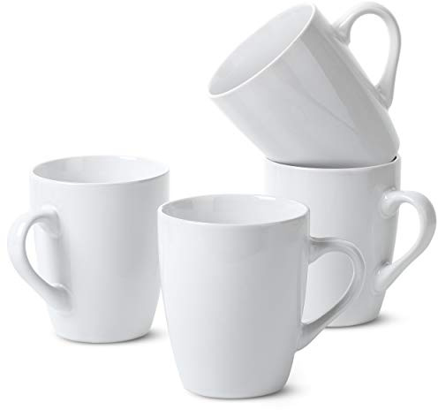 BTaT- Porcelain Coffee Mugs Set, 12 Ounces, 4 Pack, White Ceramic Coffee Mugs with Handle, Restaurant Cups for Mocha, Tea, Cappuccino, Cocoa, Cereal, Mug Gift Set, Dishwasher Safe, Mothers Day Gift