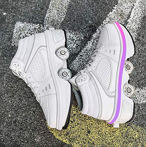 DHTOMC Roller Skates Lauflernschuhe,Sneakers Mit 7 Farbwechselnden Lichtern,2in1 Mehrzweckschuhe Schuhe,Inline-Skate,verstellbare Quad-rollschuh Stiefel Für Männer,EUR35