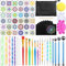 Amzeeniu Mandala Punktierungswerkzeug Set 74 Stück Mandala Dotting Tools Set,mit Mandala Schablone Punktierung Stifte Pinsel Ball Stylus Malen Tablett,für Steine,DIY Nail Art, Handwerk,Muster Färbung