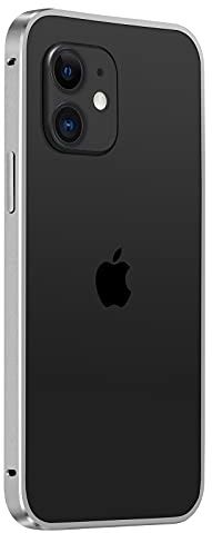 For iPhone 12/12 Pro/Max Aluminum Metal Bumper Case Cover Frame Backless Shockproof Anti-Scratch Slim Fit Ultra Thin Protective Metal Phone Bumper Frame Hard Shell