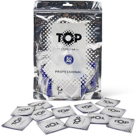 TOP Kondome 50 Stück Packung, Extra Feucht, natürlich und gefühlsecht, aus Latex, mit Reservoir, Durchmesser 53 mm, für Männer