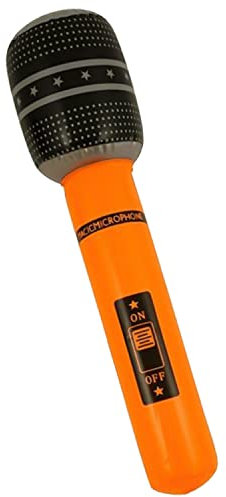 Neon Inflatable Microphone 40cm, Blow Up Mic Rock Star Pop Star, Toys Fancy Dress Accessories, Hen Parties, Pool Parties, Photo Booth Props, Party Bag Fillers, Fun for Everyone, Reusable
