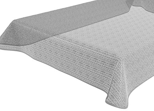 BEAUTEX Tokio Weichschaum Tischdecke mit Paspelband, Garten, Balkon, Terrasse, Camping - Größe und Farbe wählbar - Rund 140 cm, Hellgrau
