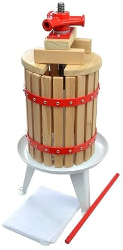 DIXIE STORE - Obstpresse Manuell mit 2 passenden Presstüchern und Weinhefe - Beerenpresse Manuell - Apfelpresse Manuell - Obstpresse Weinpresse - Mostpresse - Traubenpresse - Obstpresse 6 liter