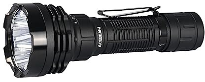 ACEBEAM Defender P18 Linterna táctica con interruptor de doble cola, linterna recargable de 5000 lúmenes altos, linterna de tiro largo de 688 yardas con clip inverso, luz estroboscópica instantánea