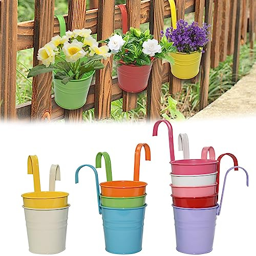 Armo® 10 x Metal Flower Hanging Basket Flower Pots Hanging Plants Garden Balcony Basket Decoration For Balcony Plants