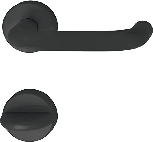 HEWI 111PBR02.130 90 Drückergarnitur 111-auf Rosette WC, 38-48, schwarz matt,