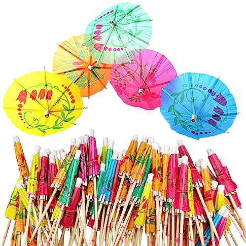 TAFACE 100PCS Accesorios De Cóctel Coloridos Paraguas De Papel, Palillo De Dientes Paraguas De Bebida, Paraguas De Frutas, Sombrillas, Pasteles, Bebidas Y Suministros De Decoración De Alimentos