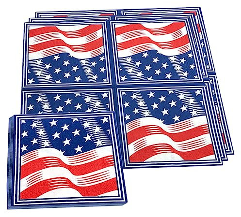 Anneome Party-servietten Zum Unabhängigkeitstag 40 Stück Flagge Dekorative Papierservietten Einzigartiges Muster Papierhandtücher Für Das Abendessen