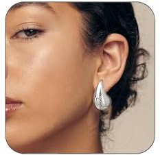 SIXDUTON Ohrringe Gold für Damen, Tropfen Ohrringe für Frauen, Hypoallergene Vergoldete Dupes Modeschmuck für Mädchen (Silber)