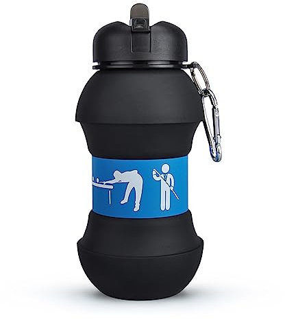 YverLand Bouteille d'eau pliable pour garçons et filles sans BPA Gourde de camping pour enfants personnalisée avec votre sport Ballon d'eau compact pour cadeau original (Billard)