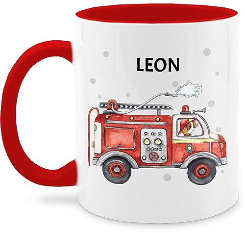 Tasse Tassen 325ml - Feuerwehr Auto I Feuerwehrauto I 112 I Fire Truck I Löschfahrzeug - 325 ml - Rot - feuerwehrmann zubehör kinder feuerwehrtasse jugendfeuerwehr feuerwehrautos kindertasse
