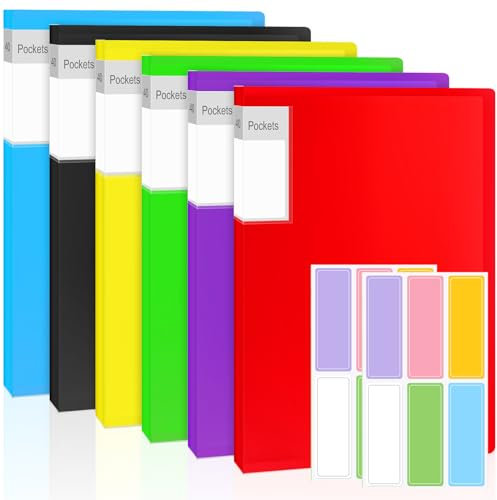 Porte-vues A4 avec pochettes en plastique, 40 pochettes (6 couleurs)