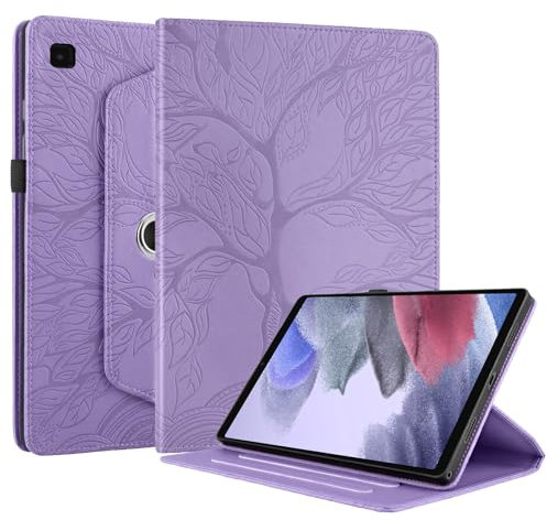 Succtopy Coque pour Samsung Galaxy Tab A7 Lite 8,7 Pouces 2021 (SM-T227/T225/T220) Étui Support Rotatif à 360 Degrés PU Cuir Housse de Protection Portefeuille Tablet Étui Galaxy Tab A7 Lite Violet