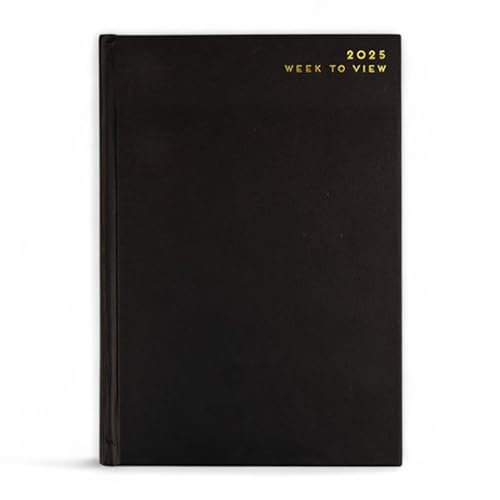 Invero 2025 Week To View Diary A5 Hardback Diary - Jan 2025 to Dec 2025 Planner Organizer Calendar with Hour Intervals & Worldwide Travel, Metric Info for Home, Teachers, Students or Parents