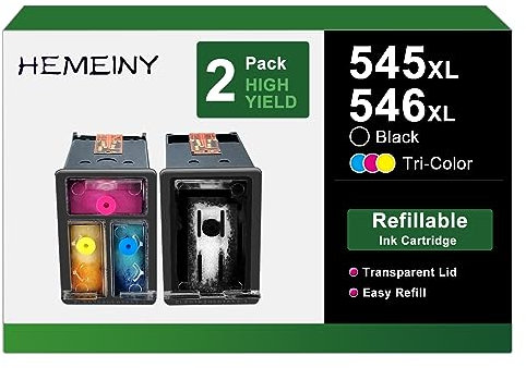 HEMEINY 545XL 546XL Nachfüllbare Tintenpatrone kompatibel mit Pixma TS3150 TS3355 TR4550 TS3451 MG3050 TS3300 TS3100 TS205 TS3352 MG3000 MG2900 MG2450 MG2555 MG2900 20 MG3 053 TR4650 iP2800 iP2850
