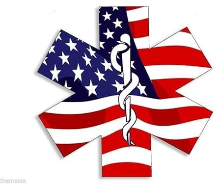 WildeBabsKLBT 11cm Hochwertiger Auto-Aufkleber Sticker Decal Autoaufkleber Aufkleber-Folie Wetterfest Star of Life EMT USA Flag Flagge Fahne Caduceus F1115