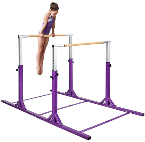 COSTWAY Barres Parallèles de Gymnastique Hauteur 11 Niveaux (Violet)