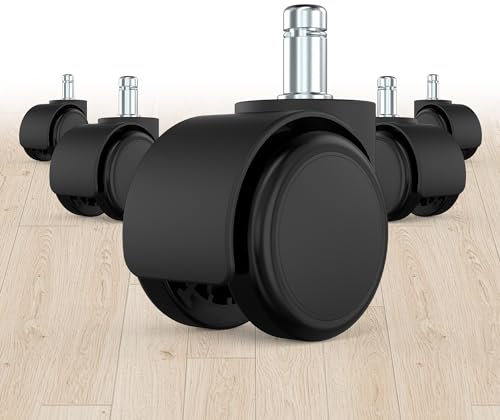 Ruedas para sillas de oficina,11 * 22 MM ruedas para sillas de oficina para proteger el suelo, ideal para parquet, laminado, baldosas y suelos de piedra, no para 1KEA(5PCS,Negro)