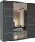 MN Furniture Wavy Sliding Mirror Door Wardrobe with Shelves, Hanging Rails Provide Plenty of Storage For Bedroom (Grey, 203cm)
