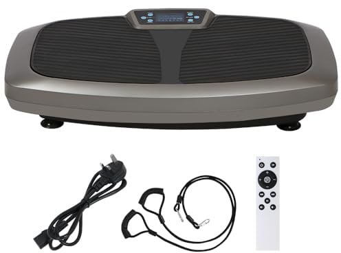 Panana Plaque de Vibrante Machine d'Exercice Plate-forme d'Entraînement du Corps Entier Massage Fitness avec Haut-Parleur Bluetooth, 5 Modes de Programme, 2 Bandes de Résistance pour l'Entraînement et