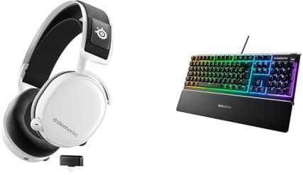 SteelSeries Arctis 7+ - Casque Gaming sans Fil - sans Perte 2,4 GHz - 30 Heures d’autonomie & Apex 3 - Clavier de Gaming - Illumination RVB sur 10 Zones - Repose-Mains Magnétique