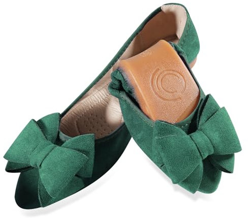 MACHSWON Ballet Flats for Women Comfortable Women's Flats Ballerina Folding Pumps Casual Dress Pointed Toe Black Flats Shoes Women(Dark Green, Size 5)