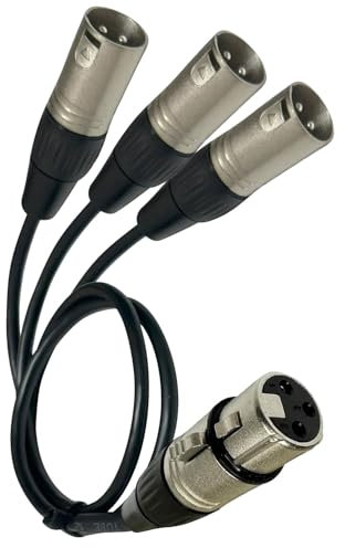 DIYTECH Balanced 2ft XLR Splitter Cable, XLR Splitter 1 Female to 3 Male Cable, XLR Y Cable, Microphone Splitter with 1 XLR Female to 3 XLR Male for Professional Audio Recording, XLR Splitter Box