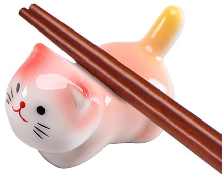 Bonito soporte para palillos de gato, soporte de cerámica para escritorio, adornos para palillos, soporte para palillos de cocina, adornos de gato para palillos, tenedores