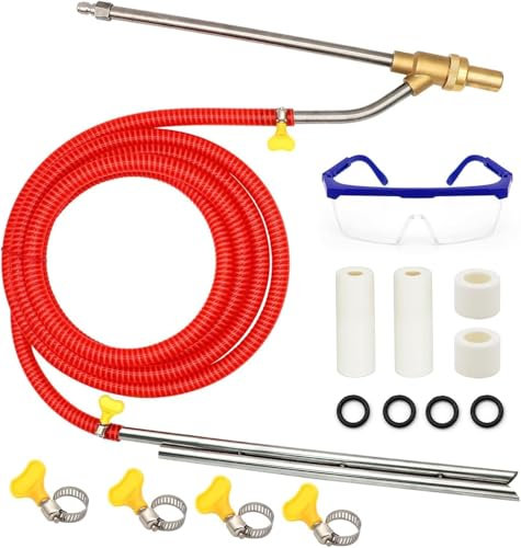 Set sabbiatura ad alta pressione – smerigliatrice a umido con punte degli ugelli, occhiali di protezione, attacco rapido 1/4, 5000 PSI (RED)