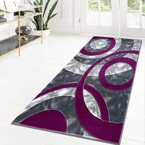 Cozy Haven Ecliptic Runner Rug - Washable Hallway Carpet Runners, Non-Slip Floor Mats for Kitchen, Living Room, Corridor, Entryway, Door Entrances – (Purple, 80x150 cm)