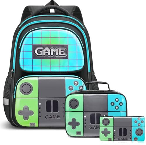 Beaulyn Juego de mochila para niños para la escuela, juego de mochila para niños con lonchera, estuche para lápices, mochila de juego para estudiantes de primaria, mochilas de viaje para laptop, para