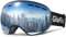 GlaRid Skibrille, Snowboard Brille für Brillenträger Herren Damen, OTG Ski Goggles Rahmenlose Schneebrille Anti-Fog 100% UV400 Schutz (Schwarz)