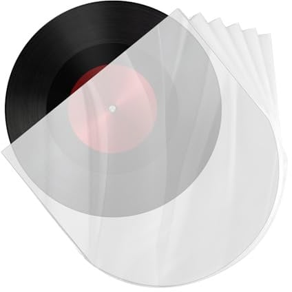 Kiki Fancy 50 x 7 Inch Vinyl Record Sleeves, Anti-Static, Scratch-Resistant, PE Material, 7 x 7 Inches, Compact