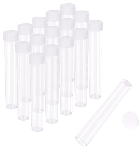 Magibeads 20Pcs Tube Plastic Bead Containers with Lids 2.99 x 0.53 Inches Travel Size Seed Bead Cylinder Jewelry Organizer Box Clear Diamond Painting Storage Case for Jewelry Making