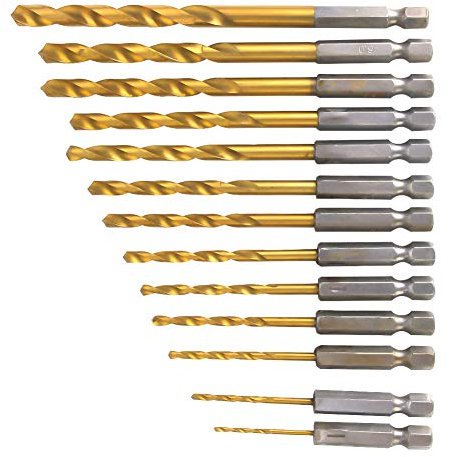 High Speed Steel Drill Bit Set 13pcs 1 or 4inch Hex Shank 1.5, 6.5mm Easy Drill for Wood Plastic Metal, Suitable for Iron, Stone, Aluminum