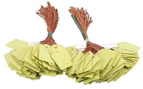 Etichette per piante in plastica da 200 pezzi, etichetta per fiori appesi Nome della pianta con filo Scrivi su entrambi i lati etichette per vasi da giardinaggio (Giallo)