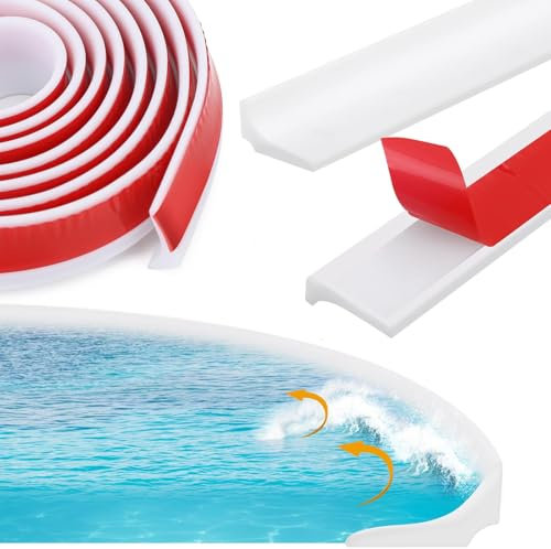 2M Silikon Wasserstopper Dusche Schwallschutz, Dusche Schwallschutzleiste Selbstklebend, Silikon Duschschwelle für Rahmenlose Duschtür, Water Stopper Strip für Nass- und Trocken-Trennung (Weiß)