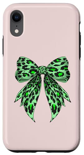 Coquette Bow Cheetah Animal Pattern Lime Green Leopard Print Case for iPhone XR