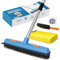 Rubber Brush Pet Hair Removal Broom with Squeegee,Rubber Broom with 149cm Multi-section Stainless Steel Handle for Pet Cat Dog Hair Removal Carpet Windows Clean, Window, Tile, Hardwood Floor Cleaning