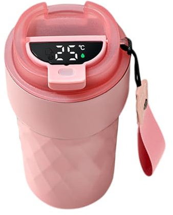Reise-Kaffeetasse – Reise-Kaffeebecher, Edelstahl-Thermobecher, digitales Display, Smart-Kaffeetasse, Heiß- und Kaltgetränke-Isolierbecher, auslaufsicher, wiederverwendbar, für Camping, Wohnheim