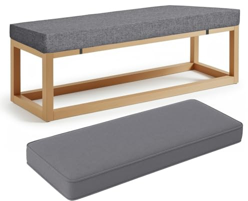 ZSWXF 5cm Dicke Sitzkissen Outdoor Leinenstoff Bankauflage Bankkissen Sitzauflage Stuhlkissen Bank Sitzbank Auflage Polster fur Banke Kissen Kissenauflage for Gardenbank,Grau,60 x 30 x 5 cm