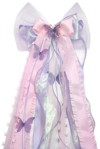 mkemka Schleife Schultüte 60×20cm Schultütenschleife Schmetterling Schleife Schultüte Mädchen Junge Einschulung Mädchen Deko Zuckertüten Schleife Lila