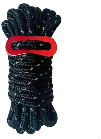 JinweiS 2 cordoncini in nylon intrecciato da 5 mm per campeggio, amaca, corda da bucato, escursionismo, pesca, 4 m, nero