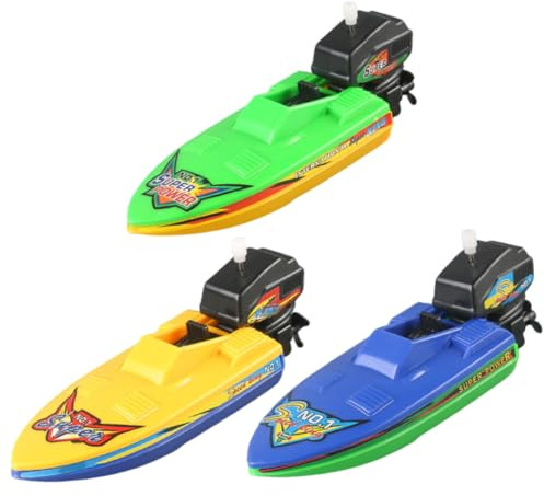 Xoeryoy Spielzeugboot, 3-teiliges schwimmendes Badespielzeug aus Kunststoff zum Aufziehen mit Motorbooten zum Spielen im Wasser in der Badewanne, sicheres und unterhaltsames Badeboot Aufziehen für K