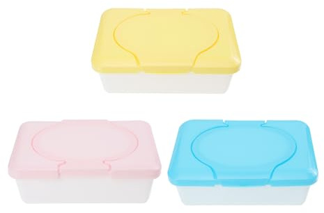 Boîte de Lingettes Humides Bébé en Plastique, Lot de 3, Simple | Portable et Léger, Facile à Nettoyer, Rangement Pratique pour Tiroirs et Berceau, Usage Cosmétique Couleur Aléatoire