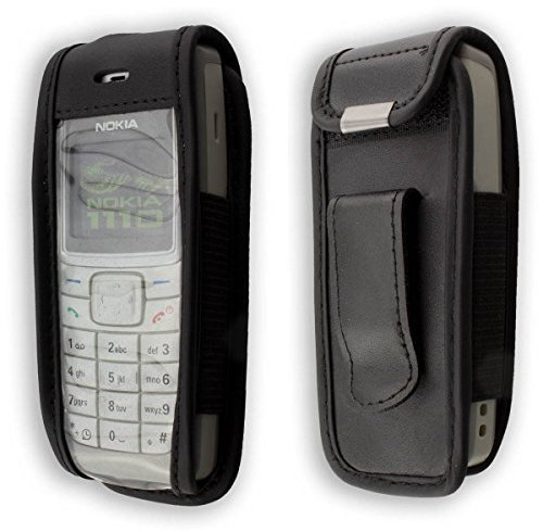 caseroxx Ledertasche mit Gürtelclip für Nokia 1110 / 1110i / 1112 in schwarz – robuste Handy-Tasche mit Sichtfenster & Gürtelclip aus Echtleder, ideal für Beruf, Freizeit, Outdoor & sicheren Transport