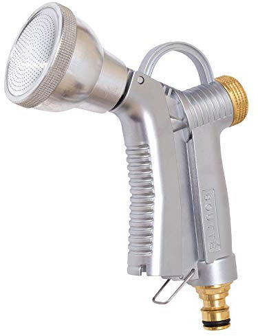 Boutté PMPR d'arrosage 100% métal Pistolet pomme pluie avec raccord rapide, Argent